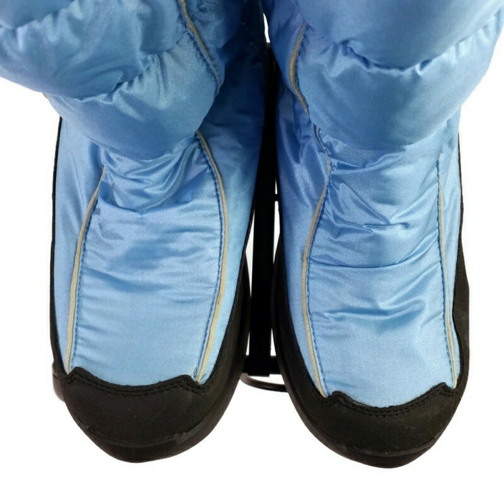 Kamik Powder Soft Top Blue Tan Trimmed Outdoor Quilted Puffer Boots Womens 8 - Picture 2 of 16